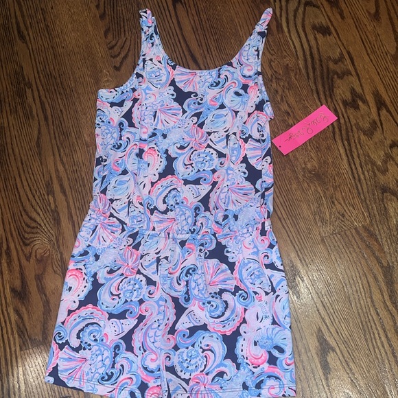 Lilly Pulitzer girls Cady Romper Large (8-10) High Tide Navy It's For Shore NWT - Picture 6 of 8
